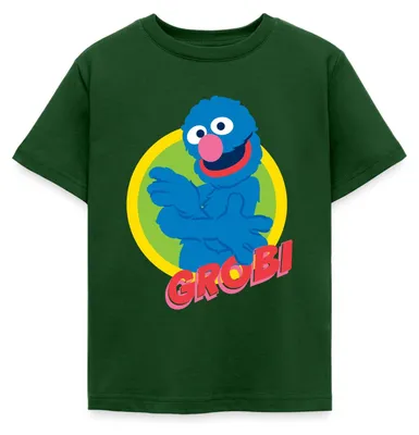 Produktbild von Spreadshirt Sesamstraße Grobi Portrait Kinder T-Shirt, 110/116 (5-6 Jahre), Forstgrün