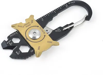 Produktbild von 20in1 Werkzeug Multitool Öffner Schlüsselanhänger Karabiner Outdoor Lineal in CM Schraubendreher Fahrrad Messer Hobby Outdoor Zelt