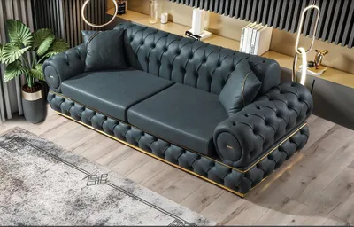 Obrázok produktu pre Sofa 3 Sitzer Chesterfield Polster Sofas Dreisitzer Leder Wohnzimmer Blau Möbel