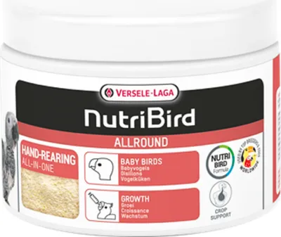 A product shot of a container of bird food.