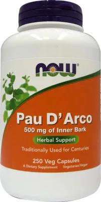 Produktbild von Now Foods Pau D'arco 500mg 250 Kapseln - Natürliche Pflanzenextrakte zur Unterstützung des Wohlbefindens