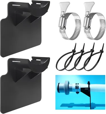 Produktbild von Schlauchhalter Set von 2, flexibel für Aufstellpools, universelles Zubehör, schwarz