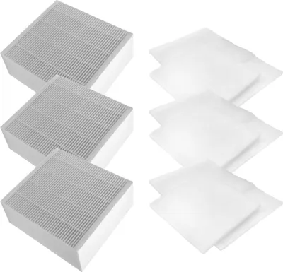 A set of air filters arranged in two columns against a white background.