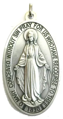 Medaille Miraculous Madonna Maria, Silber, 9 cm