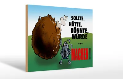 Produktbild von Holzschild Spruch 30x20cm Sollte hätte könnte Machen