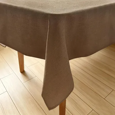 Obrázek produktu pro Lněná ubrus, hnědá, omyvatelná, 140 x 140 cm, čtvercová