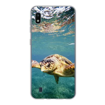 Produktbild von MuchoWow® Handyhülle Schutzhülle Hülle für Samsung Galaxy A10 Schildkröte - Wasser - Blau Silikon Softcase Handy Hülle - Schutzhülle