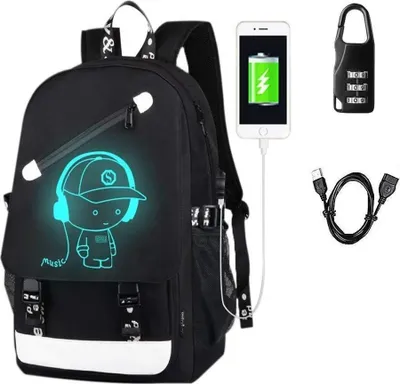 Obrázek produktu pro USB školní batoh brašna školní taška sportovní batoh volný čas batohy batoh se zámkem pro dívky chlapce a děti dámy muži teenageři, černá