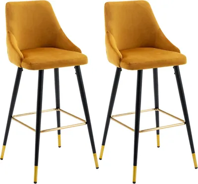 Produktbild von Duhome Duhome Set aus 2 Barhockern - Samt - Metallbeine - 46 x 50 x 109 cm - Gelb