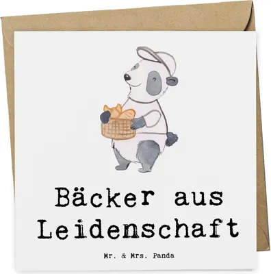Produktbild von Mr. & Mrs. Panda Grußkarte Bäcker Leidenschaft - Weiß - Geschenk, Bäckerei, Konditor, Glückwunschkarte, Klappkarte, doppelkarte, faltkarte, Spruch, anlasskarte