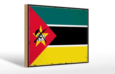 Produktbild von Holzschild Flagge Mosambiks 30x20cm Retro Flag Mozambique