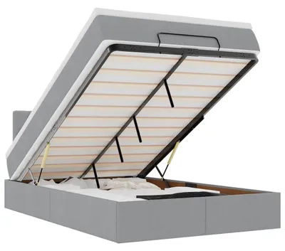 Image de vidaXL Lit ottoman avec matelas & LEDs gris clair 120x200 cm Tissu