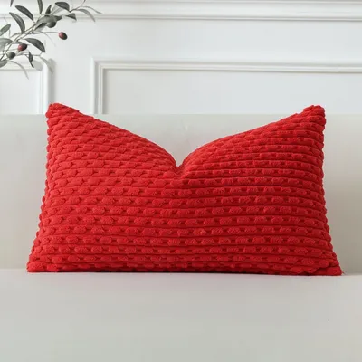 Productafbeelding van Kussensloop, corduroy, gestreept, rood, 40x60 cm, 1 stuk