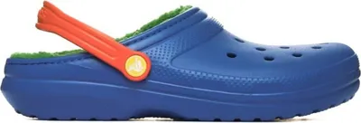 Produktbild von Crocs Classic Lined Clog Kids Kinder Pantoffel mit Futter Blau (Blue Bolt/Multi), 207010-4LB