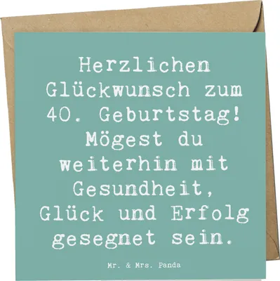 Produktbild von Mr. & Mrs. Panda Glückwunschkarte Spruch 40. Geburtstag - Meeresbrise - Geschenk, faltkarte, Happy Birthday, Feiern, Jubiläum, Grußkarte, Alter, 40 Jahre, Vierzigster