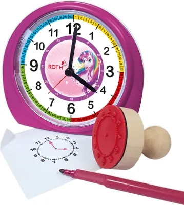 Produktbild von ROTH Kinderwecker & Stempel-Set "Einhornportrait"