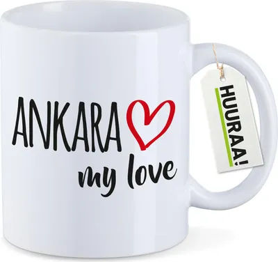 Produktbild von Huuraa Kaffeetasse Ankara my love 330ml Weiß Keramik Kaffeebecher Geschenkidee