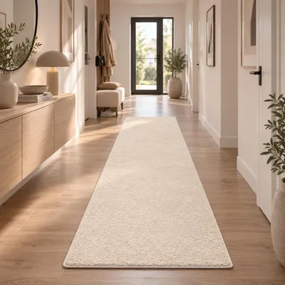 Produktbild von Hochflor Velours Läufer Teppich Mona Creme, Größe:100x200 cm