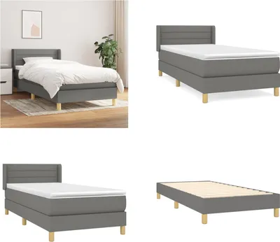 Produktbild von vidaXL Boxspringbett mit Matratze Dunkelgrau 100x200 cm Stoff - Boxspringbett - Boxspringbetten - Bett - Schlafzimmermöbel
