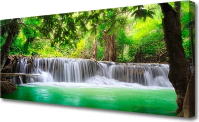 Produktbild von Tulup Leinwand-Bilder 125x50 Wandbild Canvas Kunstdruck Wasserfall See Wald Natur