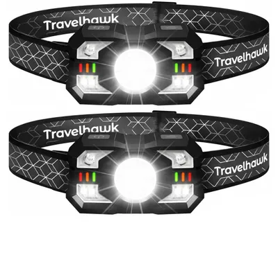 Produktbild von Travelhawk Hoofdlamp Oplaadbaar – 2 Stuks – 2000 Lumen – LED Hoofdlamp met Wit & Rood Licht