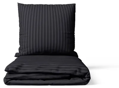 Produktbild von 2-tlg Premium Damast Bettwäsche 135x200 + 80x80 cm mit YKK Reißverschluss Garnitur schwarz