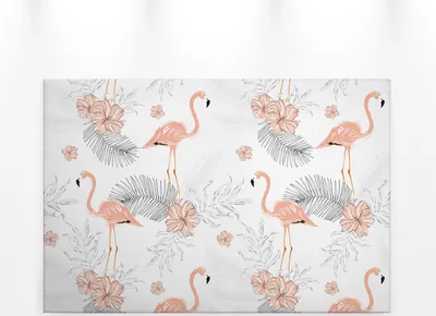 Produktbild von Blumen Leinwandbild Rosa 90x60 DD120270 Keilrahmenbild mit Flamingos Wandbild