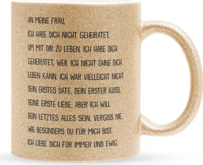 Produktbild von 22Feels Glitzertasse Gold Ehefrau Geschenk Erster Hochzeitstag Kaffeetasse Frauen Hochzeitsjubiläum Valentinstag Weihnachten Ehepaar Geburtstag Geschenkidee Bürotasse