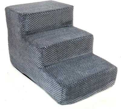 Produktbild von Hundetreppe Haustiertreppe Haustier Rampe mit 3 Stufen, Farbe:Grau