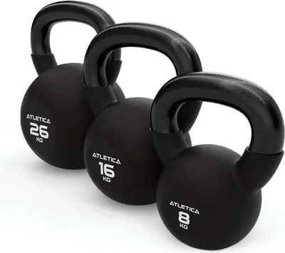 Produktbild von ATLETICA Kettlebell Set | Top 3 | 8 kg, 16 kg, 26 kg | Die Top 3 beliebtesten Kettlebells in einem Set | hochwertiger Look & Feel