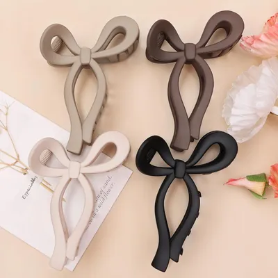 Produktbild von Haarspangen mit Schleife, groß, elegant, Schmetterlingsdesign, niedlich, rutschfest, für Damen, Haaraccessoires für Mädchen, dickes Haar, 4 Stück