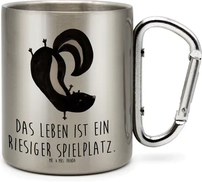 Produktbild von Mr. & Mrs. Panda Teetasse Stinktier Handstand - Transparent - Geschenk, Raubtier, Edelstahlbecher, Wildtier, Thermobecher, Becher Aus Edelstahl, Edelstahl-Thermobecher