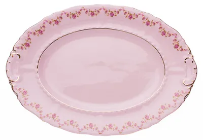 Obrázek produktu pro Mísa oválná 36, růžový porcelán, růžičky, zlatá linka, Leander