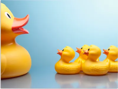 Produktbild von MuchoWow® Poster Gummi-Ente - Gelb - Blau 120x90 cm - Wandbild
