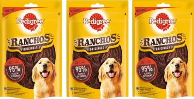Produktbild von PEDIGREE® RANCHOS™ Originals Portionsbeutel mit Rind 3 x 70g