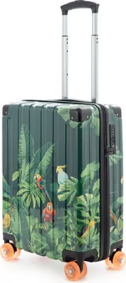 Immagine prodotto di HAUPTSTADTKOFFER Q-Damm - Valigia per bagaglio a mano a guscio duro lucido, trolley aereo a 4 ruote, valigia per cabina, bagaglio a mano TSA, 54 cm, 38 L, Jungle Edition, Pappagalli