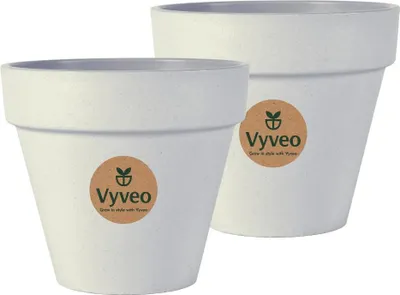 Image de Vyveo - Pot de fleurs Oslo - Lot de 2 - Gris clair - 20x18