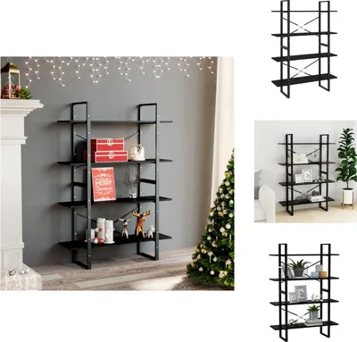 Obrázek produktu pro vidaXL Regál 4 přihrádky černý 100x30x140 cm materiál na bázi dřeva - Regály a knihovny