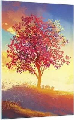 Produktbild von Bilder auf glas - Einteilig - Baum Wiese Feld - 70x100cm - Glasbilder - Wandbilder - Bilder - zum Aufhängen bereit - Wanddekoration aus Glas - Glas Bilder - Wandbild auf Glas - GPA70x100-3715
