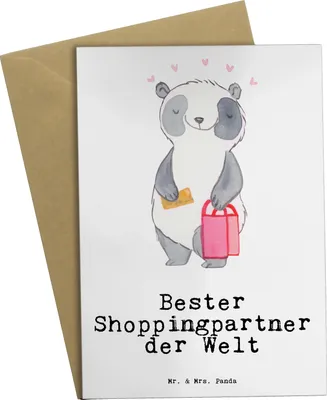 Produktbild von Mr. & Mrs. Panda Glückwunschkarte Panda Bester Shoppingpartner der Welt - Weiß - Geschenk, einladungskarten, Freund, Geschenkidee, Queen, Partner, Freundin, osterkarte