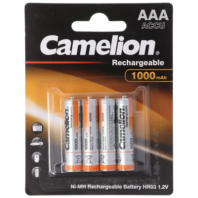 Produktbild von Camelion AAA, Micro, LR03, HR04, NiMH Akku mit bis zu 1000mAh, 4er Blisterverpackung