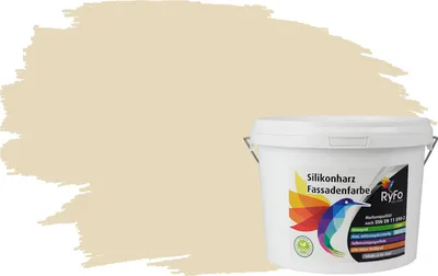 Produktbild von RyFo Colors Silikonharz Fassadenfarbe Lotuseffekt Trend Weißtöne Hellelfenbein 3l  - bunte Fassadenfarbe, weitere Weiß Farbtöne und Größen erhältlich, Deckkraft Klasse 1