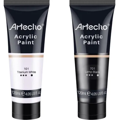 Produktbild von Acrylfarbe Weiß und Schwarz 120 ml, Wasserfest, Lichtecht, Schnell Trocknend
