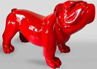 Produktbild von Casa Padrino XXL Deko Skulptur Hund Bulldogge Rot 226 cm - Riesige Garten Figur
