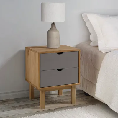 Image de vidaXL Table de nuit OTTA Marron & Gris 45x39x57 cm Pin massif