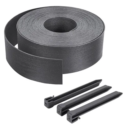 Produktbild von VOUNOT® Rasenkante aus PE, Beeteinfassung Länge 20m Höhe 8cm Grau