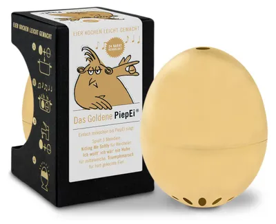 Produktbild von PiepEi Gold, Eieruhr zum Mitkochen, misst Zeit und Temperatur, spielt Melodien