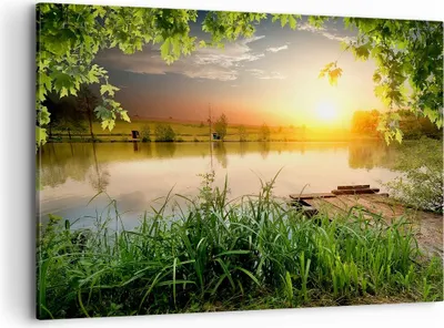 Produktbild von Bild auf Leinwand - Leinwandbild - Brücke See - 120x80cm - Wand Bild - Wanddeko - Wandbilder - Leinwanddruck - Bilder - Kunstdruck - Wanddekoration - Leinwand bilder - Wandkunst - AA120x80-3914