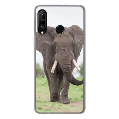 Produktbild von MuchoWow® Handyhülle Schutzhülle Hülle für Huawei P30 Lite Elefant - Tiere - Gras - Natur Silikon Softcase Handy Hülle - Handyhülle