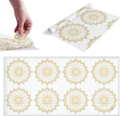 Zdjęcie produktu dla Folia witrażowa do okien - 100x200 cm - Folia witrażowa, dekoracyjna i nieprzezroczysta - Samoprzylepna folia dekoracyjna do szkła w witrażowym wzorze - ochrona UV, łatwa w montażu, dekoracja okna - Kwiatowa mandala